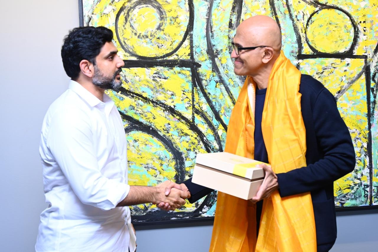Alt Name: Nara Lokesh Meeting Satya Nadella