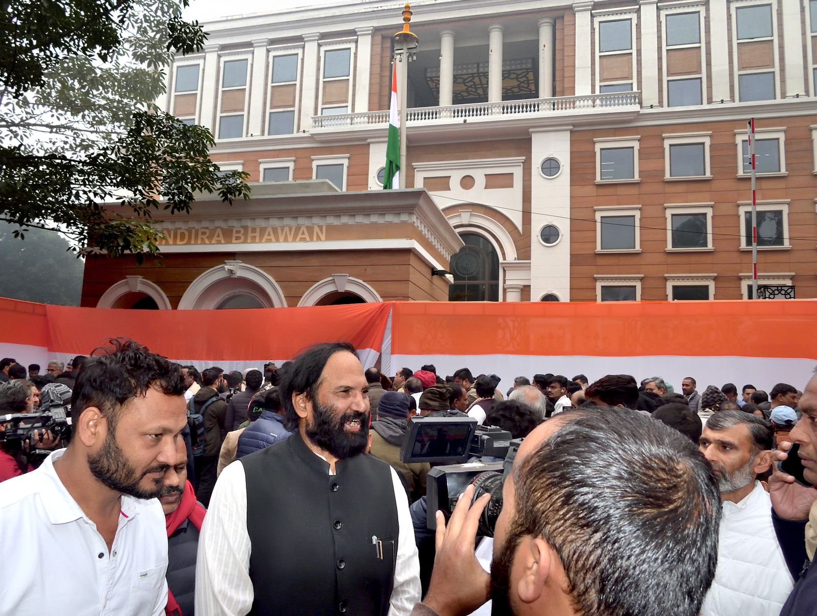 Minister Uttam Kumar Reddy at Indira Bhavan inauguration