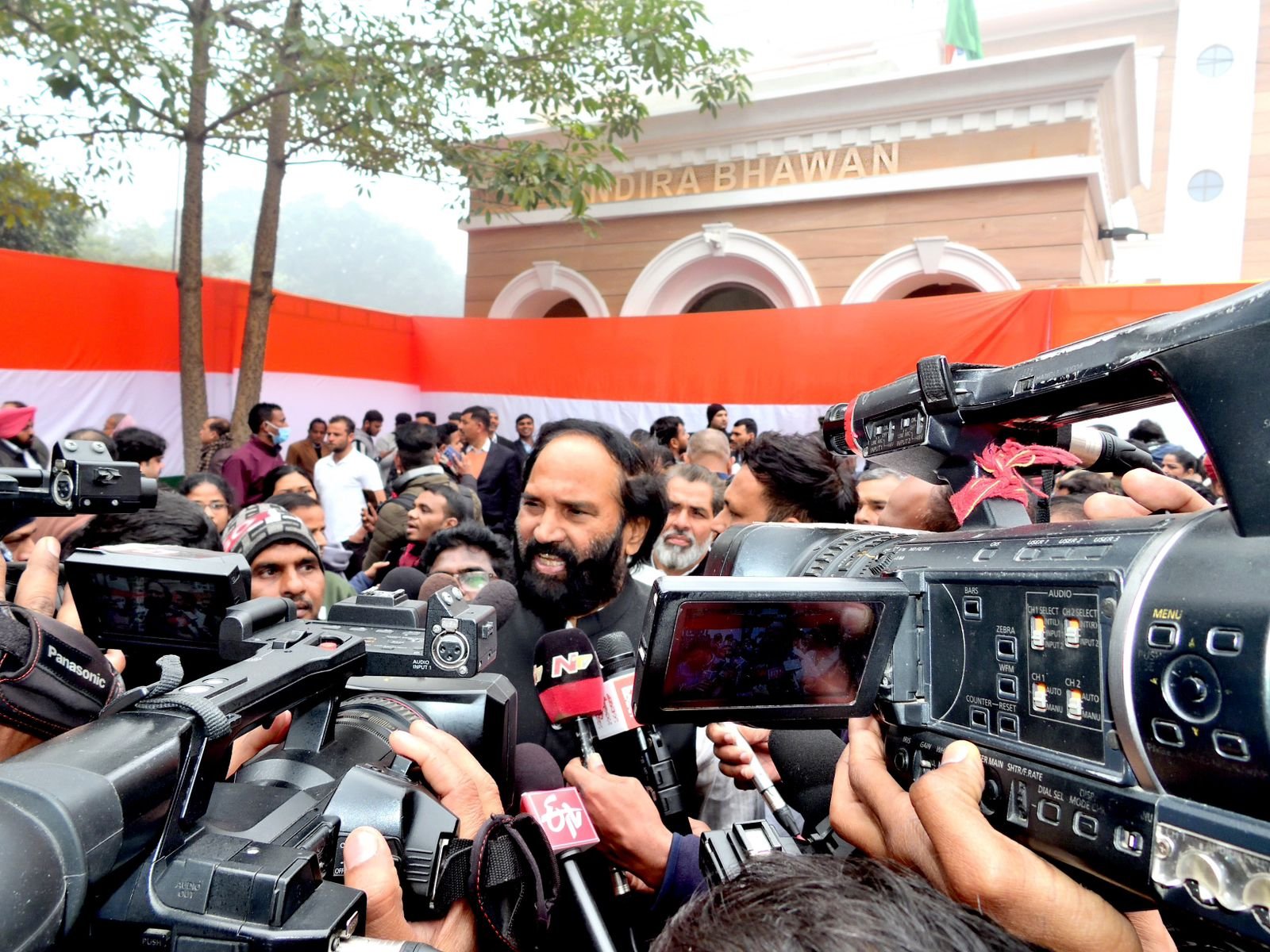 Minister Uttam Kumar Reddy at Indira Bhavan inauguration